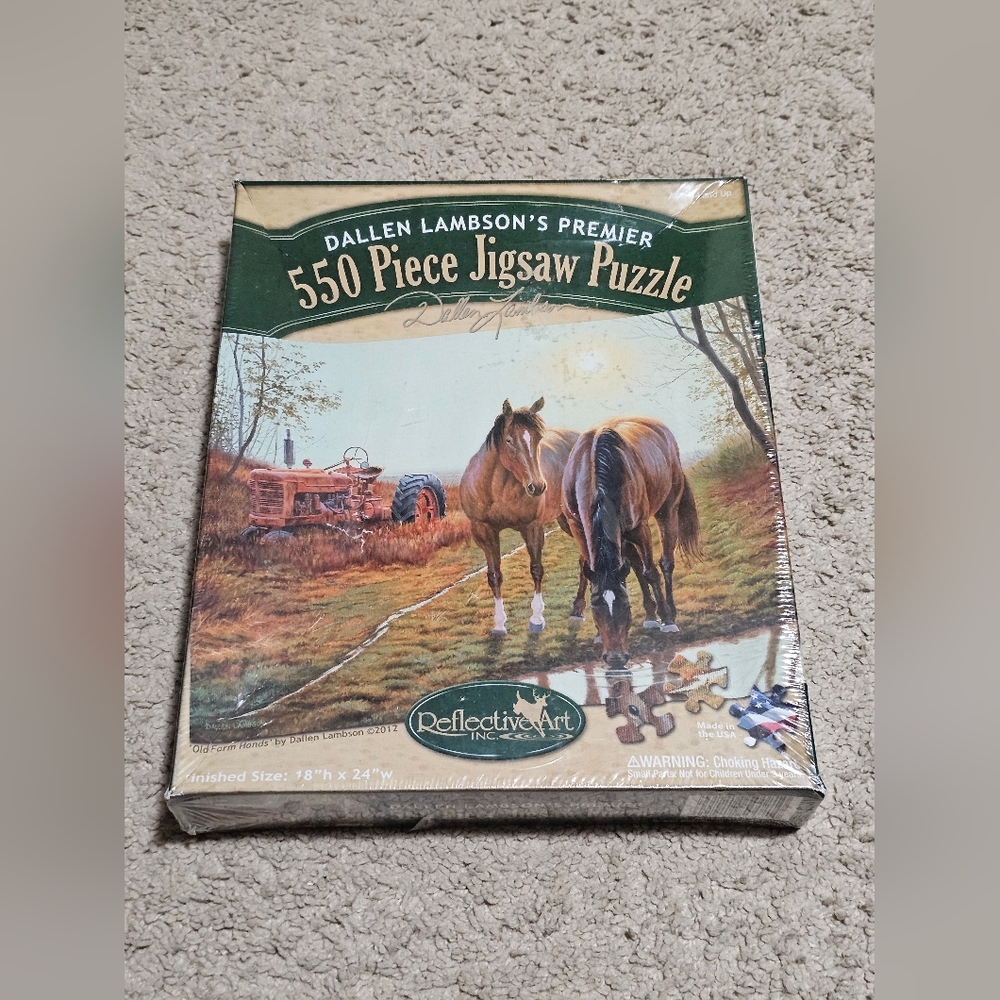 New! Hayden Lambson's Premier 550 Piece Jigsaw Puzzle Old Farm Hands 18"x 24"